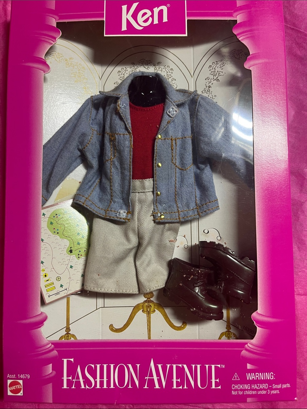1996 Mattel Barbie Ken Fashion Avenue "Denim Jacket & Khaki Pants" Hiking Outfit